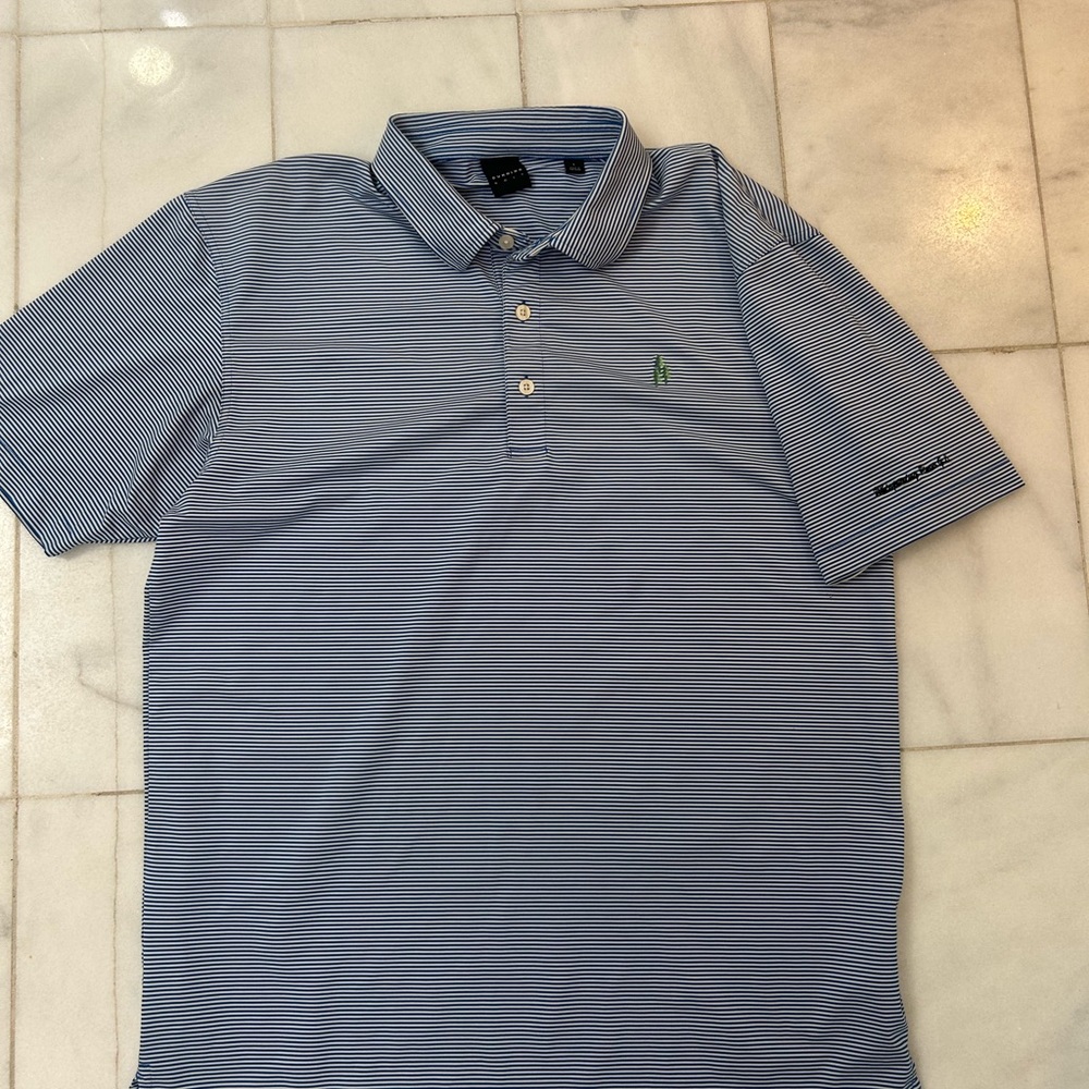 Dunning Golf Blue Striped Polo Shirt - Whispering Pines